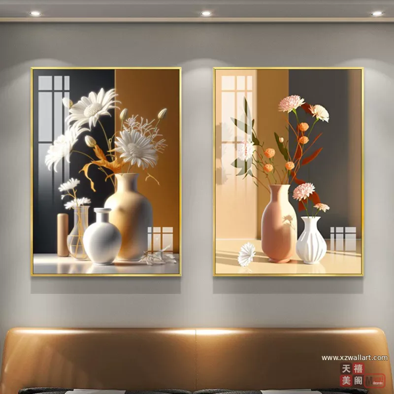抽象 单幅 装饰画 轻奢风 卧室背景墙挂画 晶瓷画