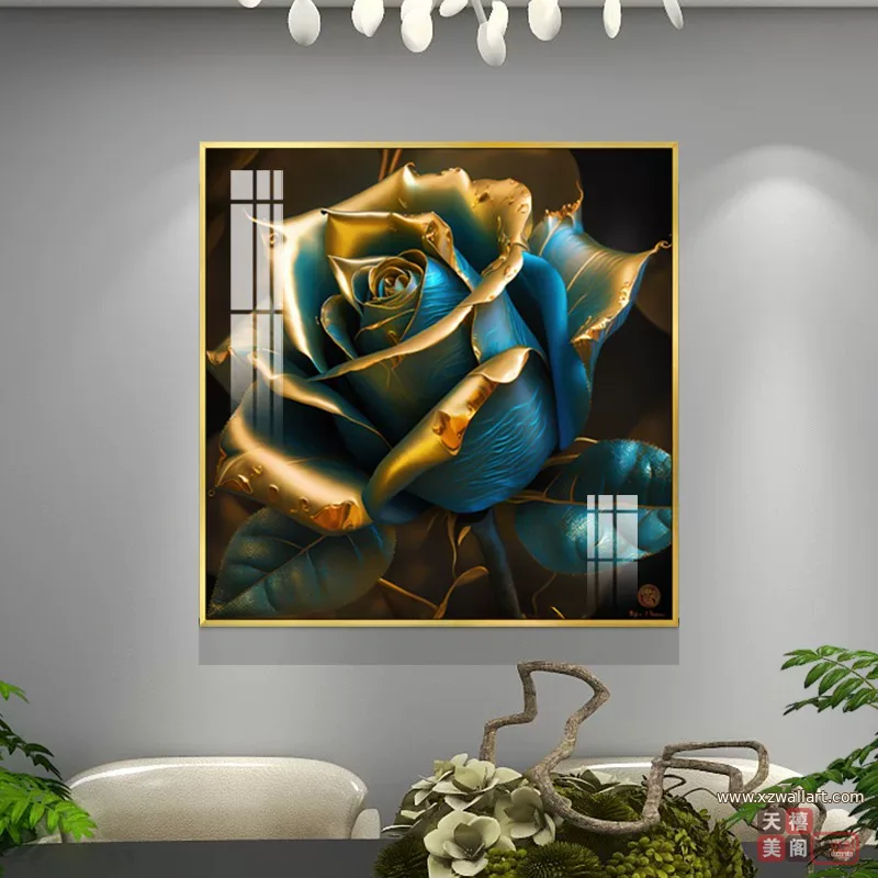 花 单幅 装饰画 美式 餐厅背景墙挂画 晶瓷画