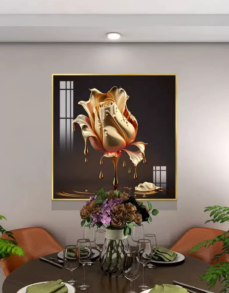 花 单幅 装饰画 美式 餐厅背景墙挂画 晶瓷画