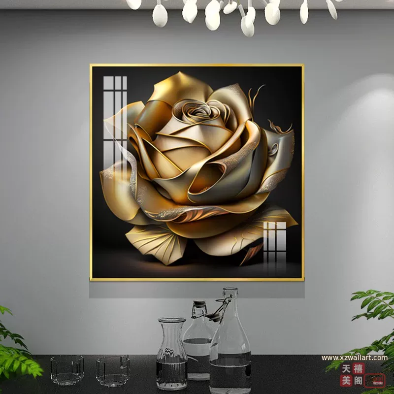 花 单幅 装饰画 美式 餐厅背景墙挂画 晶瓷画