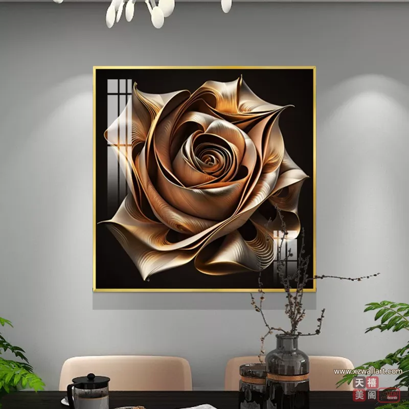 花 单幅 装饰画 美式 餐厅背景墙挂画 晶瓷画