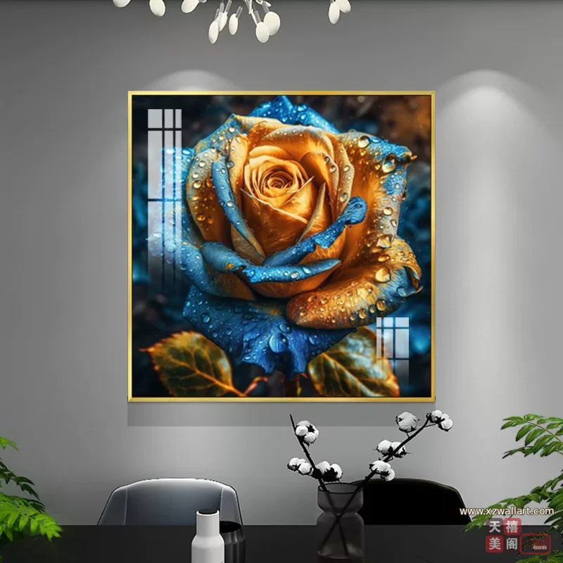 花 单幅 装饰画 美式 餐厅背景墙挂画 晶瓷画