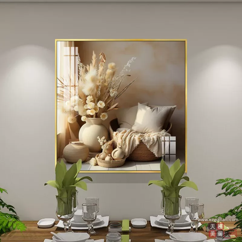 抽象 单幅 装饰画 奶油风 餐厅背景墙挂画 晶瓷画