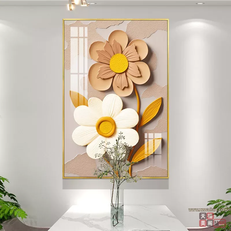 抽象 单幅 装饰画 奶油风 餐厅背景墙挂画 晶瓷画