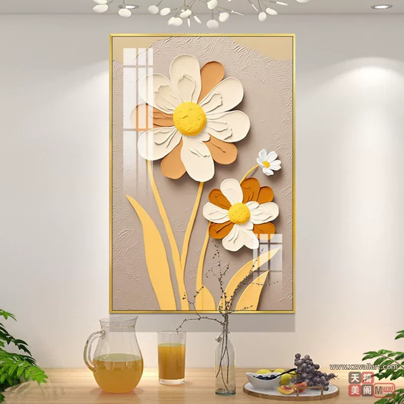 抽象 单幅 装饰画 奶油风 餐厅背景墙挂画 晶瓷画
