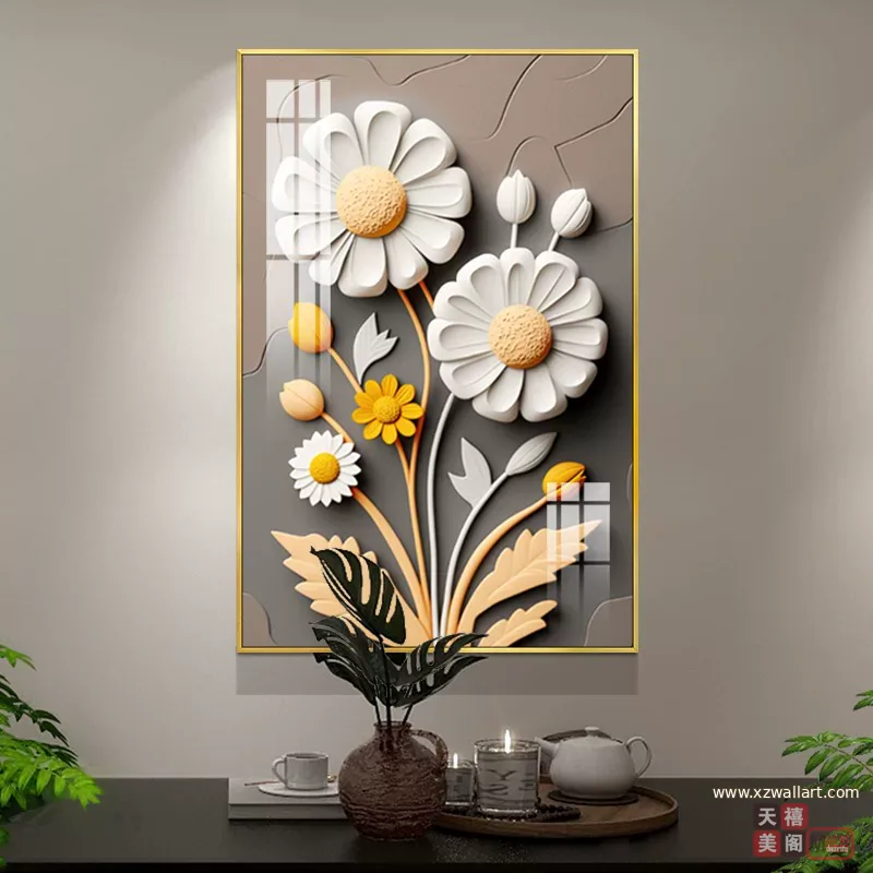 抽象 单幅 装饰画 奶油风 餐厅背景墙挂画 晶瓷画