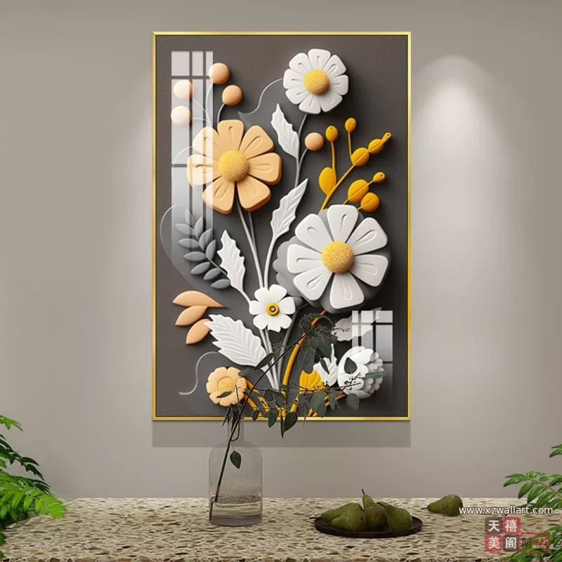抽象 单幅 装饰画 奶油风 餐厅背景墙挂画 晶瓷画