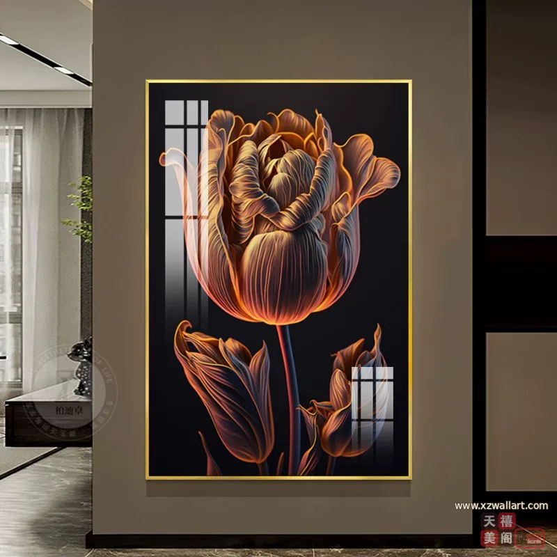 抽象 单幅 装饰画 美式 玄关背景墙挂画 晶瓷画