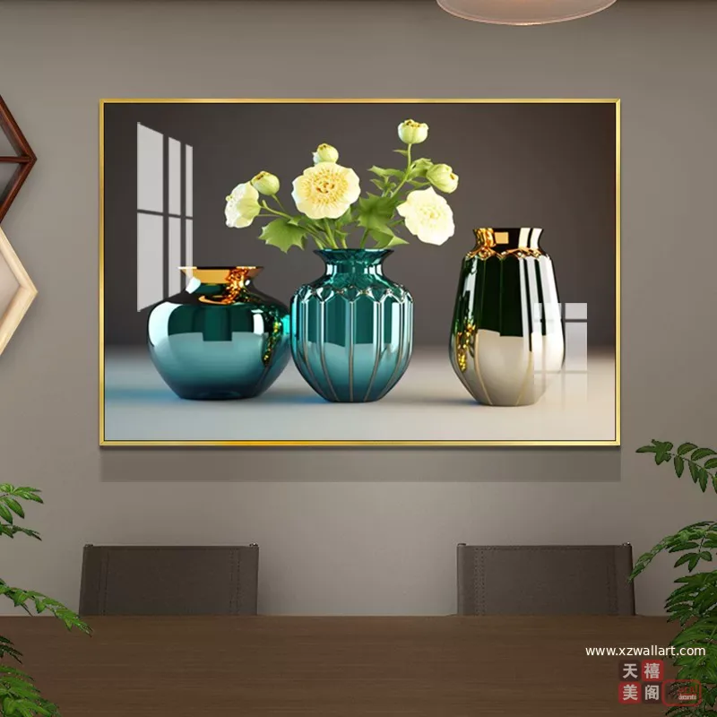 抽象 单幅 装饰画 轻奢风 餐厅背景墙挂画 晶瓷画