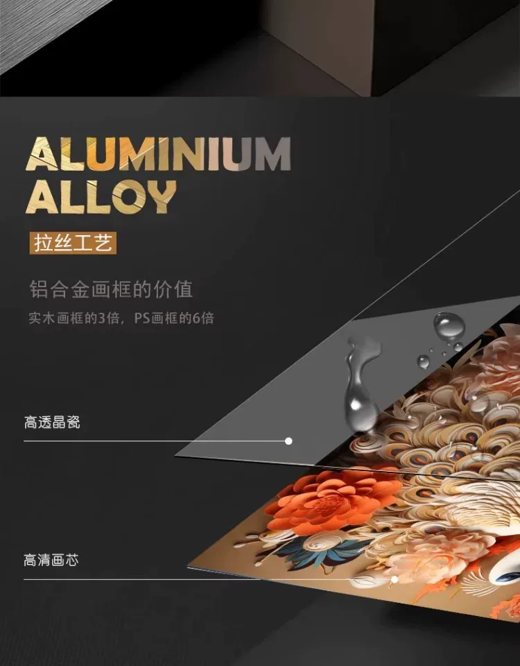 孔雀 单幅 装饰画 法式风 客厅背景墙挂画 晶瓷画