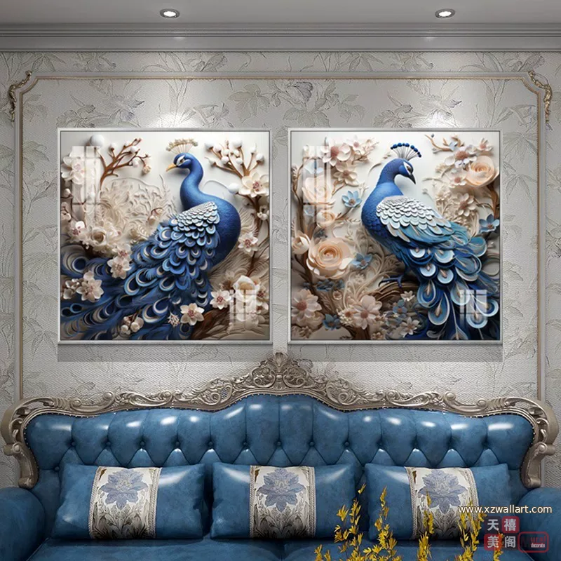 抽象 单幅 装饰画 美式 客厅背景墙挂画 晶瓷画