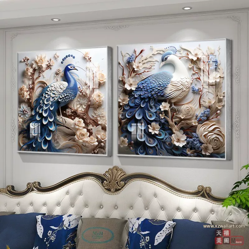 抽象 单幅 装饰画 美式 客厅背景墙挂画 晶瓷画