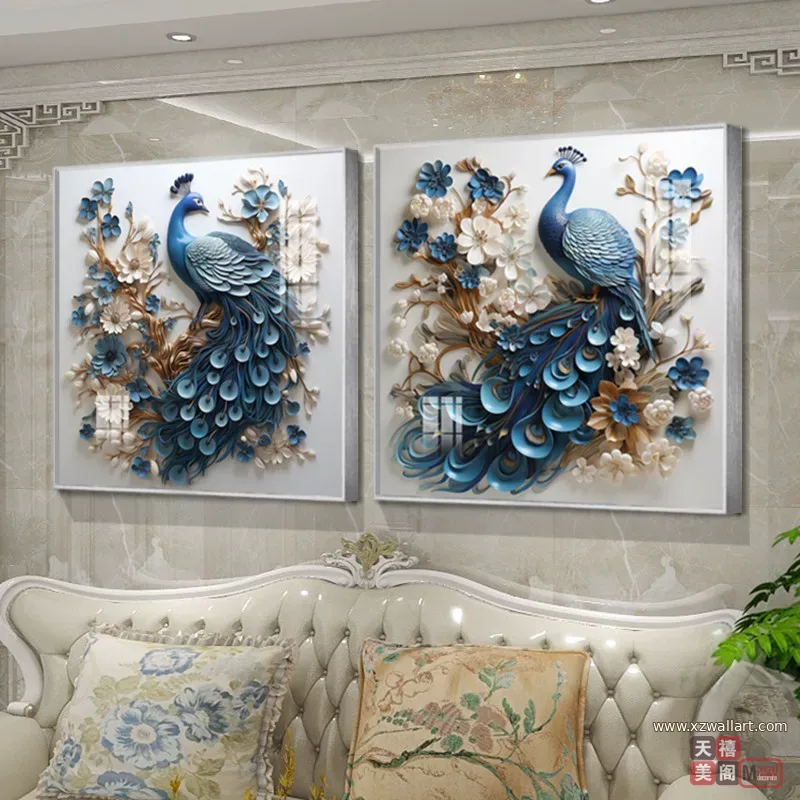 抽象 单幅 装饰画 美式 客厅背景墙挂画 晶瓷画