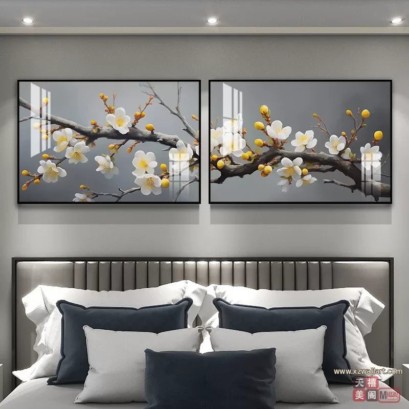 抽象 单幅 装饰画 现代简约 卧室背景墙挂画 晶瓷画