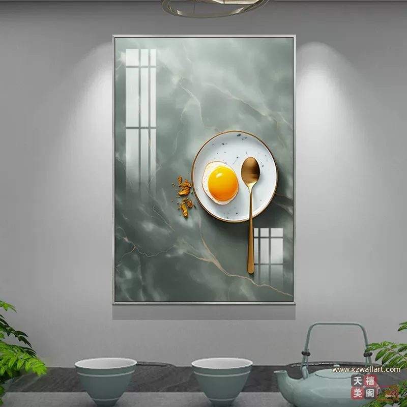 抽象 单幅 装饰画 轻奢风 餐厅背景墙挂画 晶瓷画