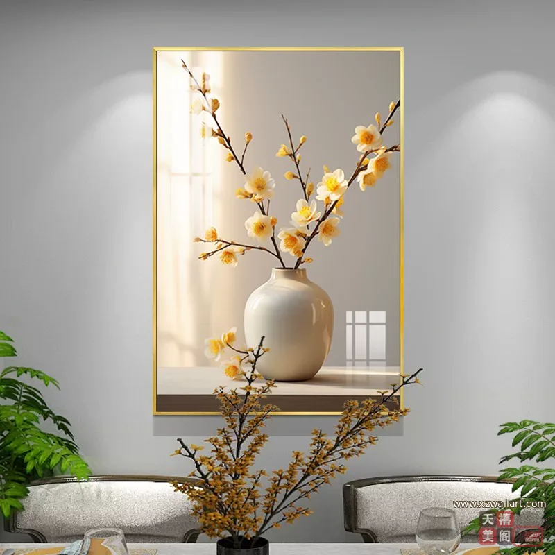 抽象 单幅 装饰画 轻奢风 餐厅背景墙挂画 晶瓷画