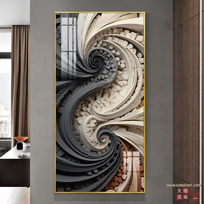 抽象 单幅 装饰画 轻奢风 玄关背景墙挂画 晶瓷画