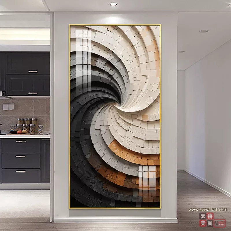 抽象 单幅 装饰画 轻奢风 玄关背景墙挂画 晶瓷画
