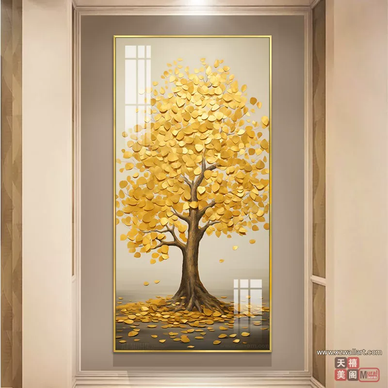 树 单幅 装饰画 轻奢风 玄关背景墙挂画 晶瓷画