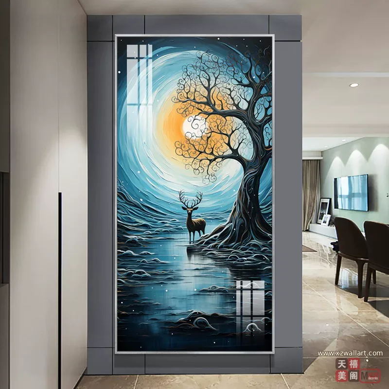 抽象 单幅 装饰画 轻奢风 玄关背景墙挂画 晶瓷画
