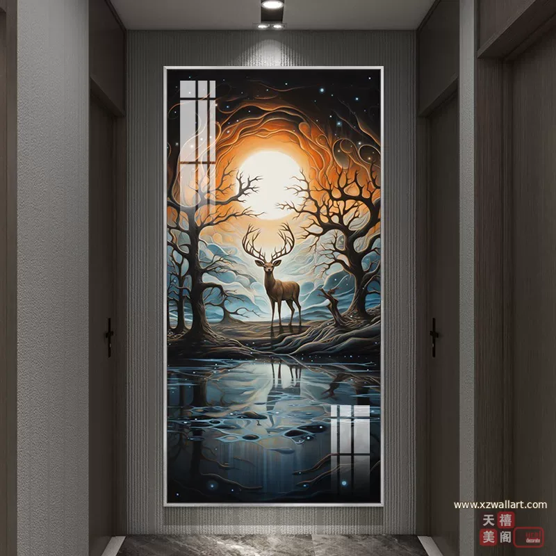 抽象 单幅 装饰画 轻奢风 玄关背景墙挂画 晶瓷画