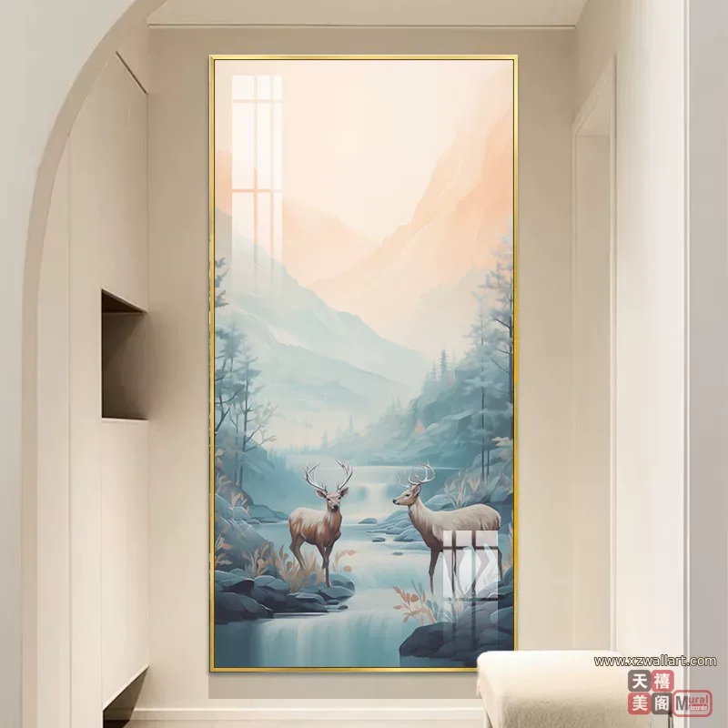 山水 单幅 装饰画 现代简约 玄关背景墙挂画 晶瓷画