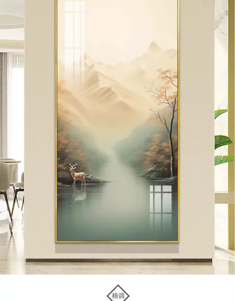 山水 单幅 装饰画 现代简约 玄关背景墙挂画 晶瓷画