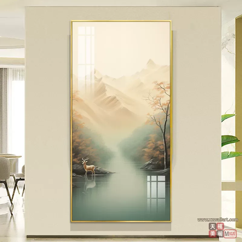 山水 单幅 装饰画 现代简约 玄关背景墙挂画 晶瓷画