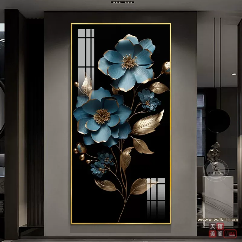 花 单幅 装饰画 轻奢风 玄关背景墙挂画 晶瓷画