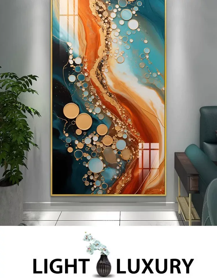 抽象 单幅 装饰画 轻奢风 玄关背景墙挂画 晶瓷画