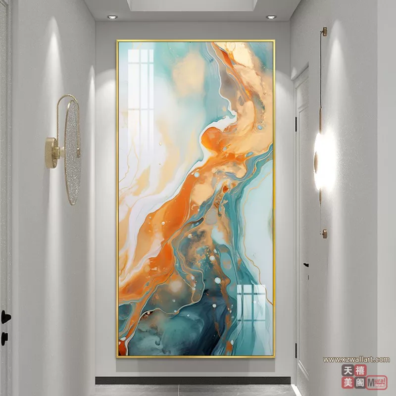 抽象 单幅 装饰画 轻奢风 玄关背景墙挂画 晶瓷画