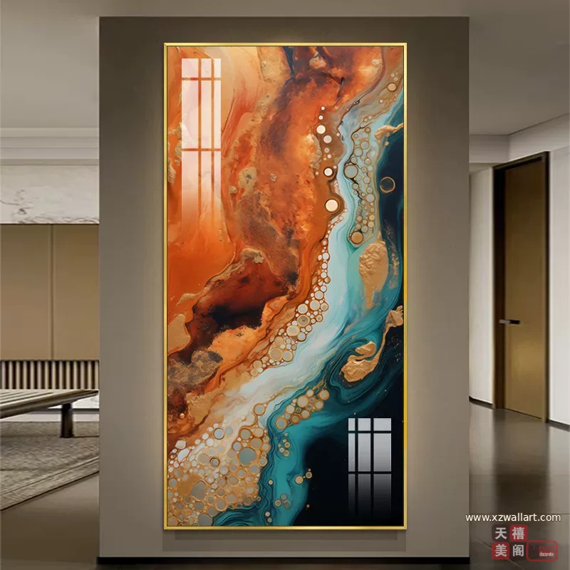 抽象 单幅 装饰画 轻奢风 玄关背景墙挂画 晶瓷画