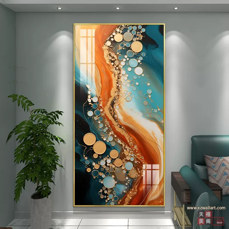 抽象 单幅 装饰画 轻奢风 玄关背景墙挂画 晶瓷画