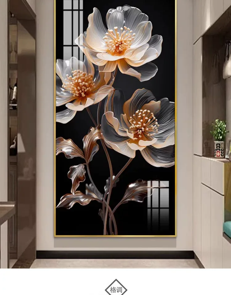 花 单幅 装饰画 轻奢风 玄关背景墙挂画 晶瓷画