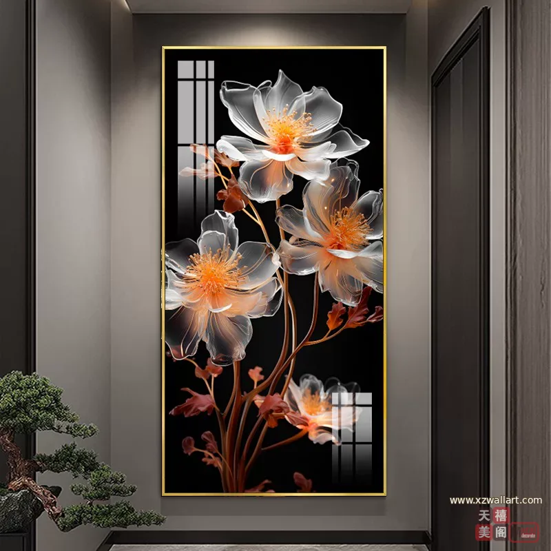 花 单幅 装饰画 轻奢风 玄关背景墙挂画 晶瓷画