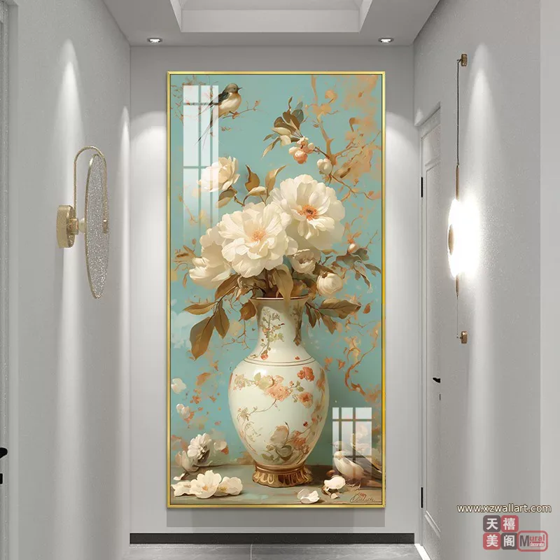 花 单幅 装饰画 欧式 玄关背景墙挂画 晶瓷画