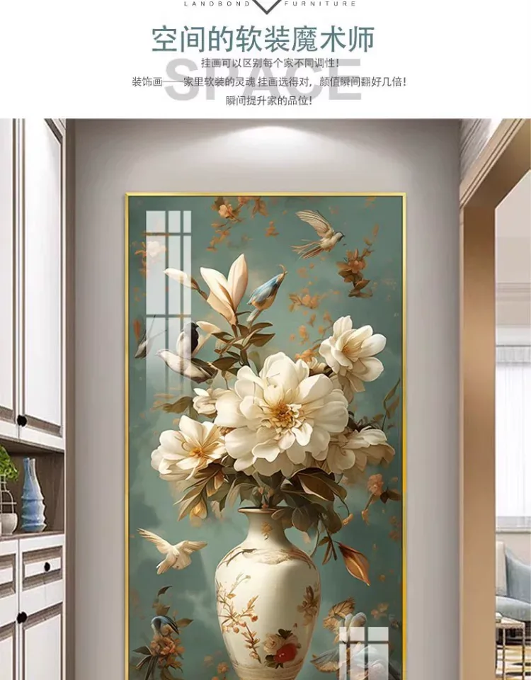 花 单幅 装饰画 欧式 玄关背景墙挂画 晶瓷画