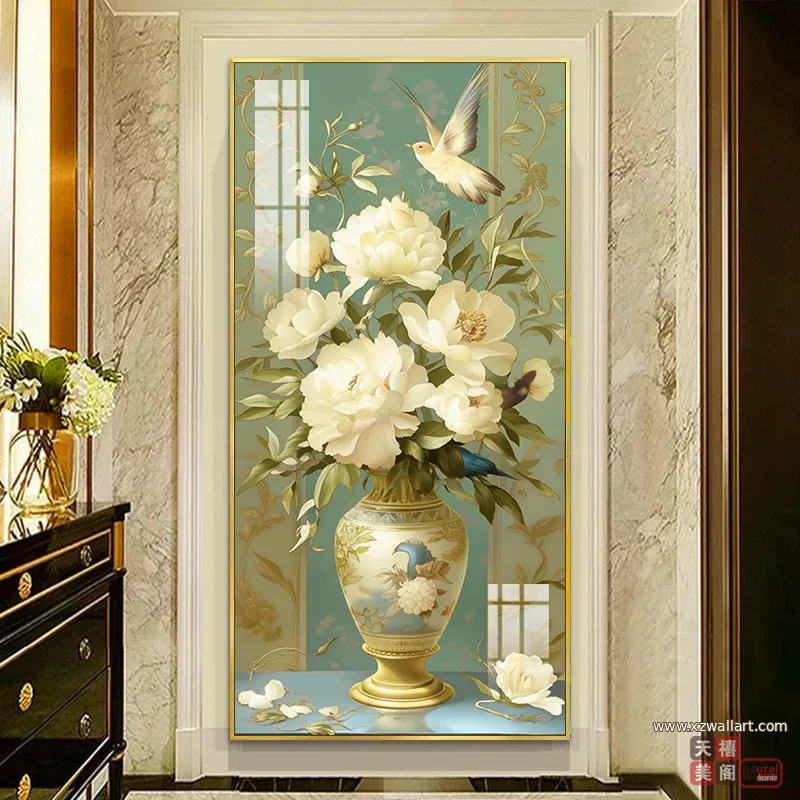 花 单幅 装饰画 欧式 玄关背景墙挂画 晶瓷画
