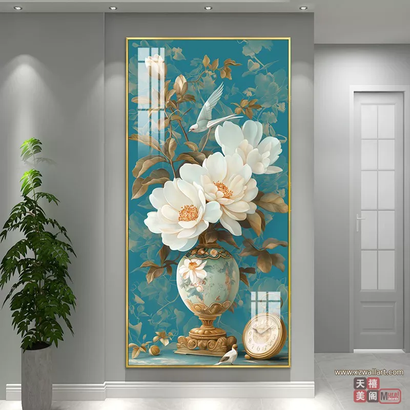 花 单幅 装饰画 欧式 玄关背景墙挂画 晶瓷画