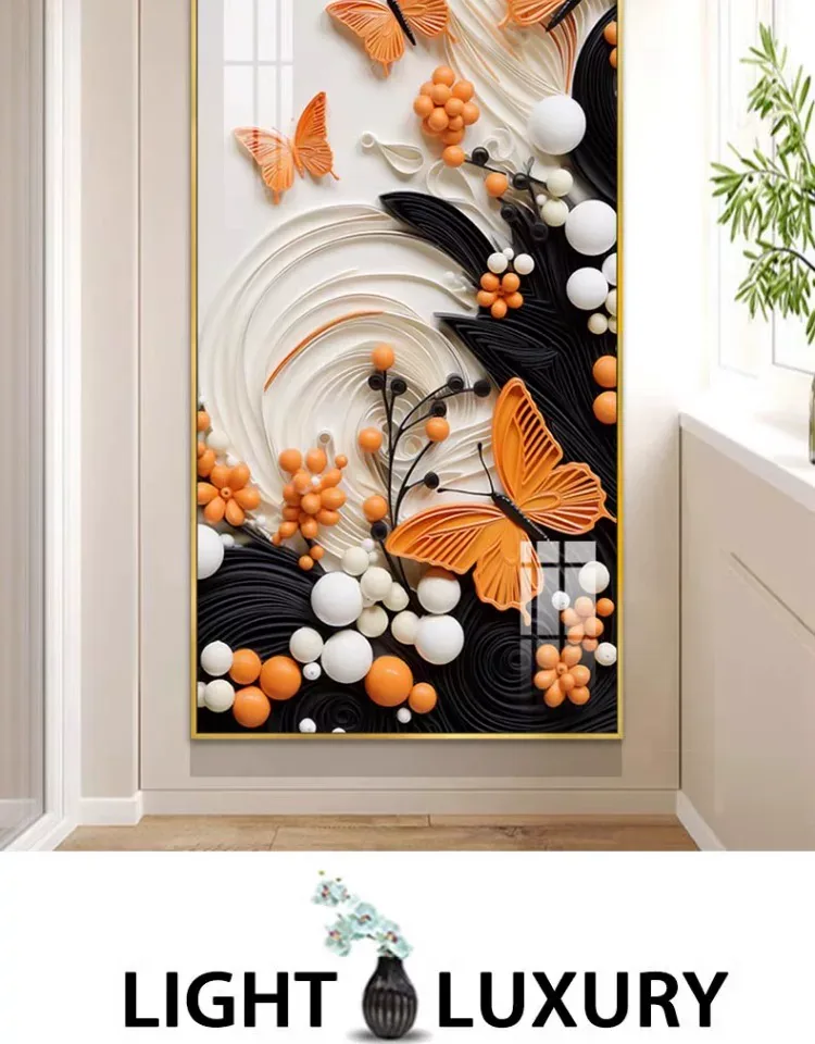 抽象 单幅 装饰画 轻奢风 玄关背景墙挂画 晶瓷画