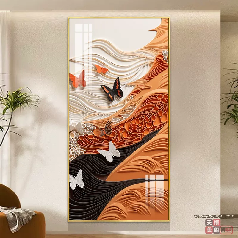 抽象 单幅 装饰画 轻奢风 玄关背景墙挂画 晶瓷画