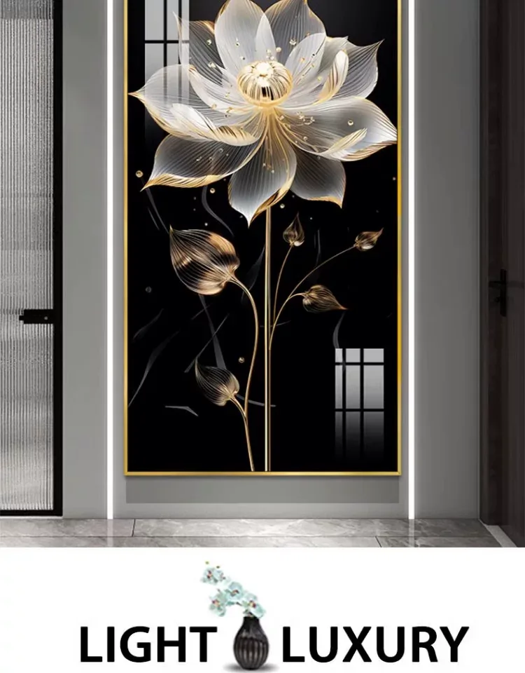 花 单幅 装饰画 轻奢风 玄关背景墙挂画 晶瓷画
