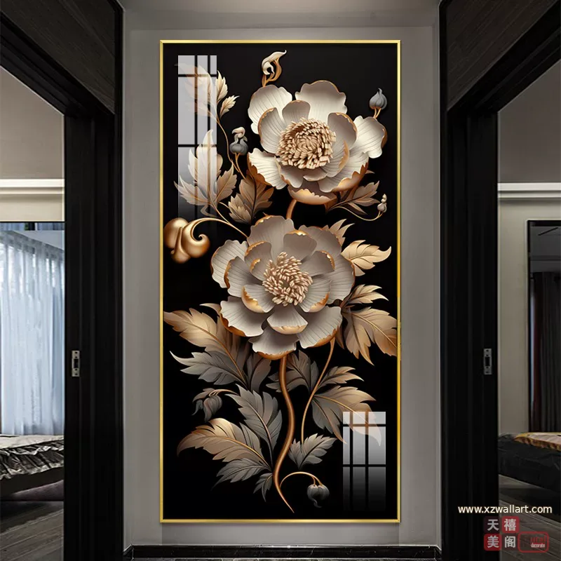 花 单幅 装饰画 轻奢风 玄关背景墙挂画 晶瓷画