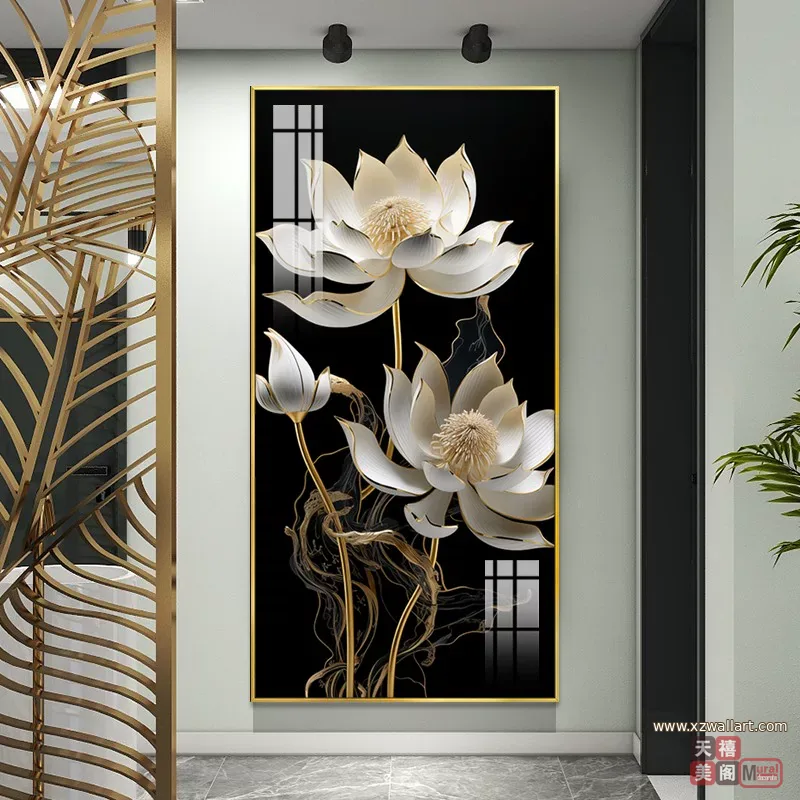 花 单幅 装饰画 轻奢风 玄关背景墙挂画 晶瓷画