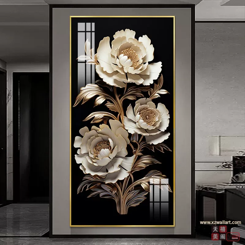 花 单幅 装饰画 轻奢风 玄关背景墙挂画 晶瓷画