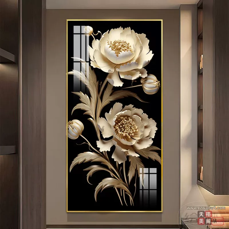 花 单幅 装饰画 轻奢风 玄关背景墙挂画 晶瓷画