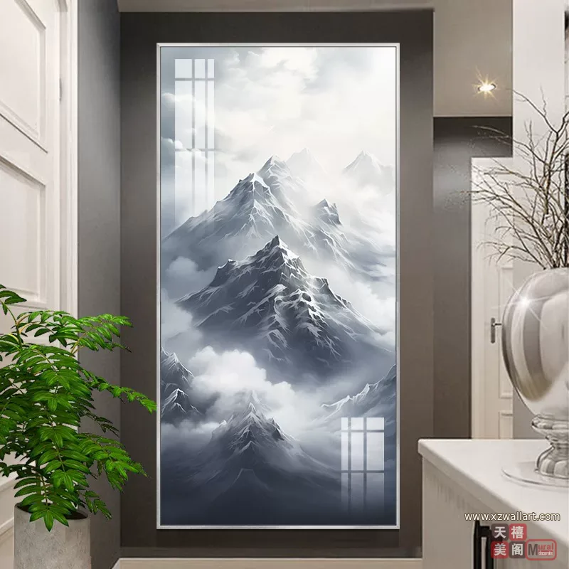 抽象 单幅 装饰画 轻奢风 玄关背景墙挂画 晶瓷画