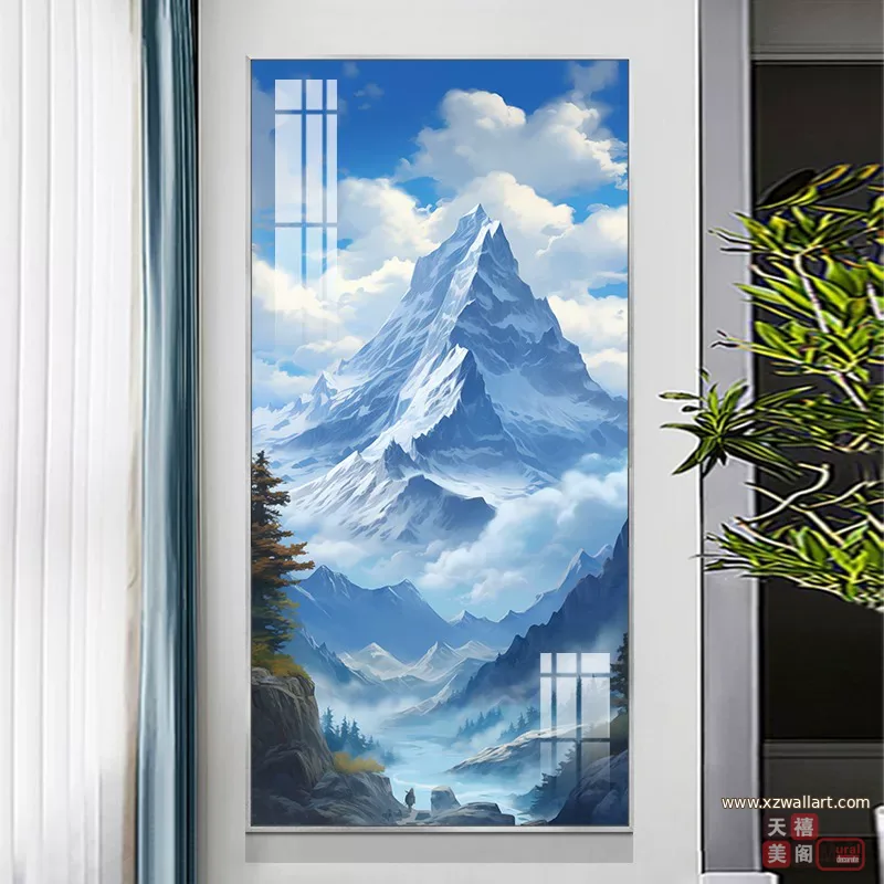 抽象 单幅 装饰画 轻奢风 玄关背景墙挂画 晶瓷画