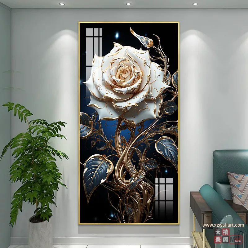 抽象 单幅 装饰画 轻奢风 玄关背景墙挂画 晶瓷画