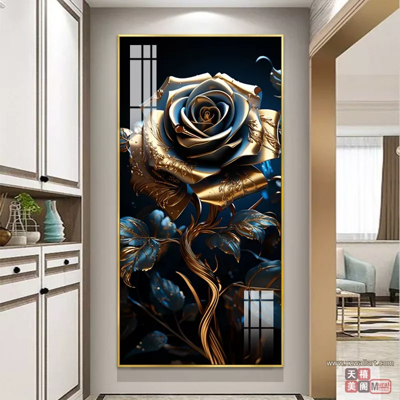 花 单幅 装饰画 轻奢风 玄关背景墙挂画 晶瓷画